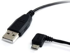 Image of 6 Ft. (2m) Right Angle Micro Usb Cable - Usb 2.0 A To Right Angle Micro B-Black
