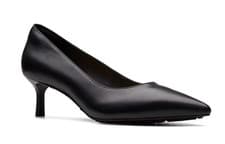 Image of Clarks Womens Adela Court Black Leather Court Shoes,Heels Leather Smart