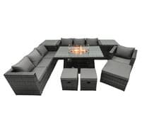 Image of Fimous Rattan Garden Furniture Sofa Sets Outdoor Patio Gas Fire Pit Dining Table