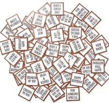 Image of 80+ Mini Square BROWN MIXED MESSAGES SENTIMENTS -PRINTED CARD TOPPERS 2.5cm