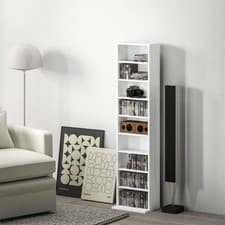 Image of 260 CD/120 DVD Storage Unit Media Storage Tower with Adjustable Shelves Natural