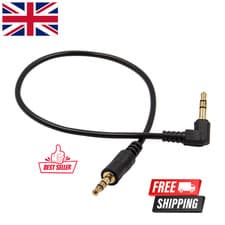 Image of 3.5mm AUX Cable 30cm Male to Male 90° Right Angle Gold Audio Jack