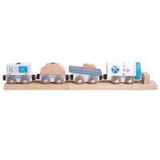 Image of Bigjigs Rail Drilling Train - 4 Wooden Wagons, Kids Railway Toys & Accessories