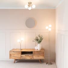 Image of 3 Arm Floor Lamp Light Opaque Globe Shades Living Room Lounge Light LED Bulbs