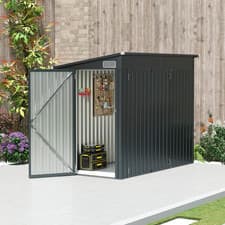 Image of Metal Garden Shed 8x4ft Lockable Tool Store Sloped Roof Galvanized Steel Grey
