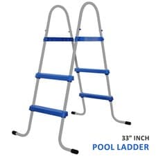 Image of 33 inch Pool Step Ladder Double Sided Above Ground Metal Frame Swimming Pool