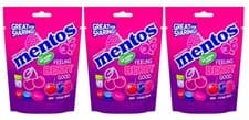 Image of 3x Mentos Berry chewy dragees raspberry - blueberry - cherry flavour sweets 140g