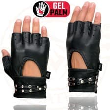Image of Milwaukee Leather 461 Women's Black Leather Fingerless Motorcycle Rider Gloves