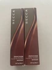 Image of Lot of 2 BECCA Ultimate Coverage 24 Hour Foundation Mahogany 1.0 fl oz each New