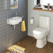 Image of Bathroom Basin Toilet WC Cloakroom Suite Close Coupled Toilet Sink Set White