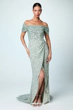 Image of Coast Sage Column Dress Womens Bridesmaids Dresses