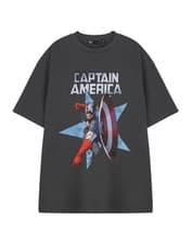 Image of Marvel Shield Throw Grey Captain America Short Sleeved T-Shirt Mens
