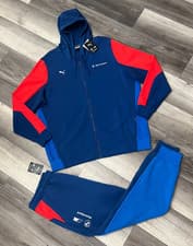 Image of PUMA BMW MOTORSPORTS Men's 2 Piece Tracksuit Blue Red Zip-up Hoodie 2XL Pants XL