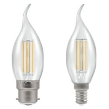 Image of 2 X Dim LED Bent Tip Candle Filament Light Bulb 5W B22 E14 Warm White Crompton