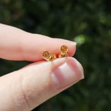 Image of 9ct Yellow Gold Citrine Bezel Stud Earrings 9k