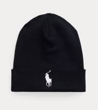 Image of Polo Ralph Lauren Men's Combed Cotton Beanie Big Pony Black RRP£70
