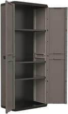 Image of Tall Plastic Cupboard Storage Outdoor Garden Shelves Utility Box Grey Black