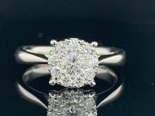 Image of Diamond Solitaire Cluster Ring Round Brilliant Cut in 18ct White Gold