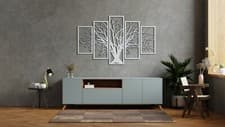 Image of 5 Panel Tree Decor,Metal,Home Decor,Wall Art,Hanging,Yoga,Branch,HomeLiving Room