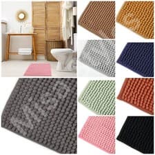 Image of SOFT NON SLIP THICK SHAGGY NOODLE BOBBLE LOOP BATH MAT PEDESTAL SUPER ABSORBENT