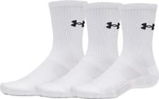 Image of Under Armour Performance Cotton 3 Pack Crew Socks White Cushioned Arch Support