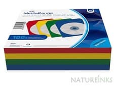 Image of 100 Mediarange Colour CD DVD Paper Sleeves Clear window resealable Flap BOX67