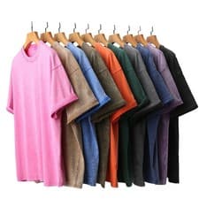 Image of 100% Cotton Men's Vintage Acid Washed Oversized Short Sleeve T Shirt Tee 230gsm