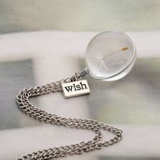 Image of Dandelion Wish Necklace Glass Ball Pendant Crystal Heart Stocking Filler Gift