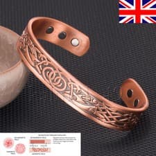 Image of MENS COPPER MAGNETIC BRACELET bangle 6 MAGNETS carpal tunnel arthritis celtic UK