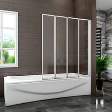 Image of 4 Fold Folding Bath Shower Screen 800x1400 Bathroom Glass Door Transparent Panel
