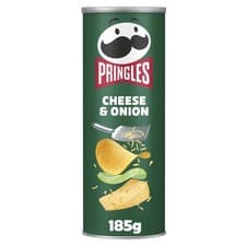 Image of Pringles Cheese & Onion Sharing Crisps 185g 185 g (Pack of 1), Green 