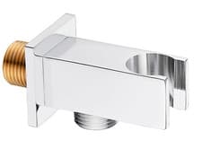 Image of Square Wall Outlet & Holder – Chrome Fixed Shower Head Bracket | Universal Wall