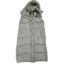 Image of BNWOT Superdry Khaki Green Long Puffer Jacket Gillet Sleeveless Size 10 RRP £130