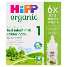 Image of Hipp Organic First Infant Baby Milk Ready To Feed Starter Pack (6 X 90Ml)