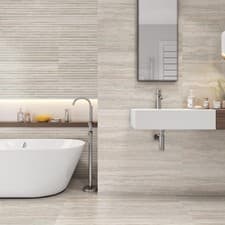 Image of Cream Stone Travertine Effect Wall Tile Rectangle Matt Ceramic 900x300mm