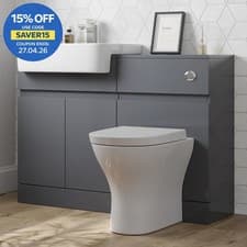 Image of Affine Bathroom Toilet WC Basin Sink Vanity Unit Combination Grey Gloss 600mm