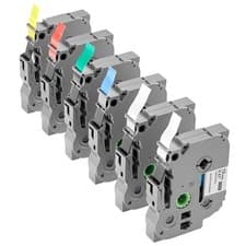 Image of VEVOR Label Maker Tape 6 Pack 12 mm Colored Label Maker Refills TZe-131 TZe-231