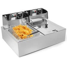 Image of 20L Commercial Electric Deep Fryer Fat Chip Twin Dual Tank Stainless Steel 5000W