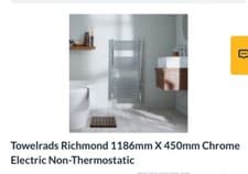 Image of Towelrads Richmond 1186mm X 450mm Chrome Electric NonThermostatic Towel Radiator