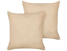 Image of Set of 2 Boucle Cushions 45 x 45 cm Sand Beige LEUZEA