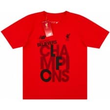 Image of LIVERPOOL FC NEW BALANCE CHAMPIONS T SHIRT JUNIOR BOYS XL AGE 12-13 YEARS 158CM