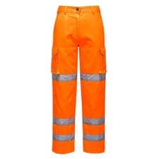 Image of Portwest LW71 Hi‑Vis Women’s Three Band Work Trousers Orange Safety Size 12‑14
