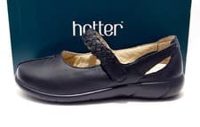Image of Hotter Shake Shoes Size 6.5 UK EEE Extra Wide Fit New Boxed Black Leather Flats