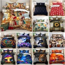 Image of Peacock Lion Leaves Duvet Cover Set Pillowcases Single Double King Quilt Covers