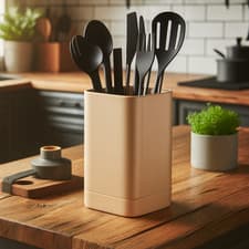 Image of Kitchen Utensil Holder "Square Pot", Utensil Basket, NEW SIZE  (DEL-0057)