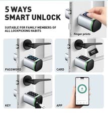 Image of 5 in 1 Keyless Smart Lock Cylinder Finger prints Password App Fob 90cm secure UK