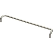 Image of Cranked Door Pull Handle 19mm Dia 600mm Fixing Centres Satin Steel