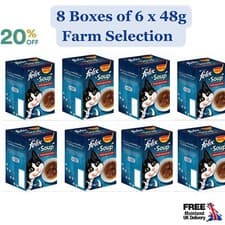 Image of Felix Soup Cat Food Farm Selection 6 x 48g (Pack of 8) Total 48 pouches