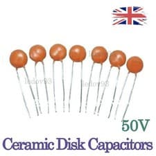 Image of 50V Ceramic Disc Capacitor 1pF - 100nF Multiple Values to Choose UK