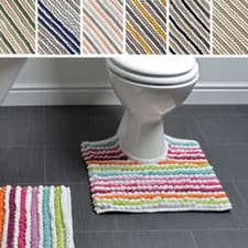 Image of Allure Soft Striped Chunky Bobble Toilet Pedestal Mat 50 x 50cm Thick, Absorbent
